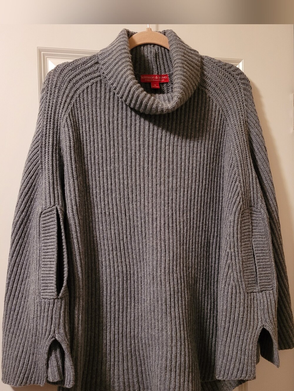 Krimson Klover Dendrite Wool Blend Poncho Gray Size M